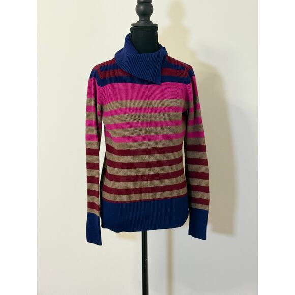 Navy/red/pink stripe sweater from Eddie Bauer with High neck - Picture 1 of 4